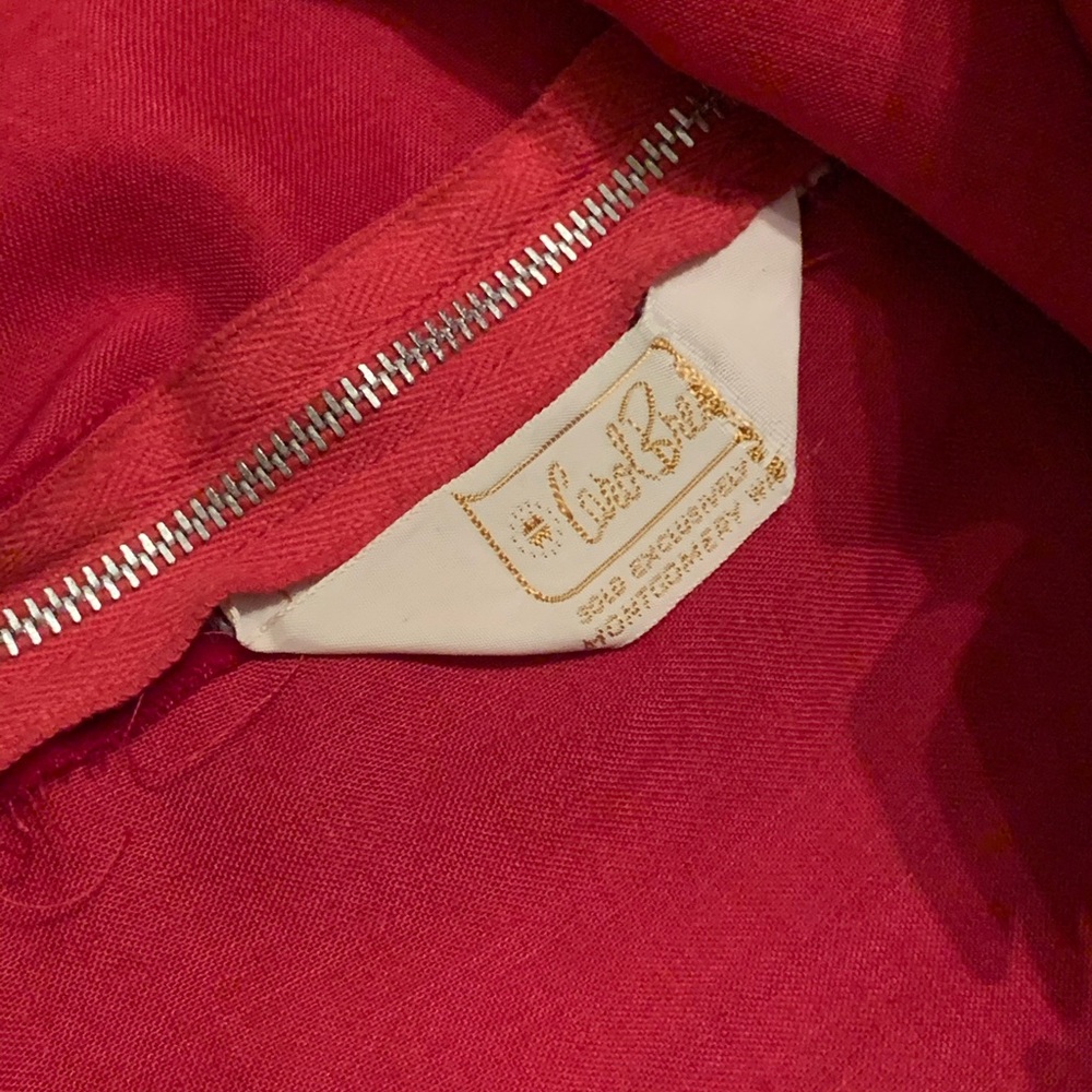 Vintage 60s red velvet mini dress satin bow S - Picture 6 of 6